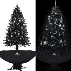 VidaLife Kunstkerstbomen^ Kerstboom Sneeuwend Met Paraplubasis 190 Cm Pvc Zwart