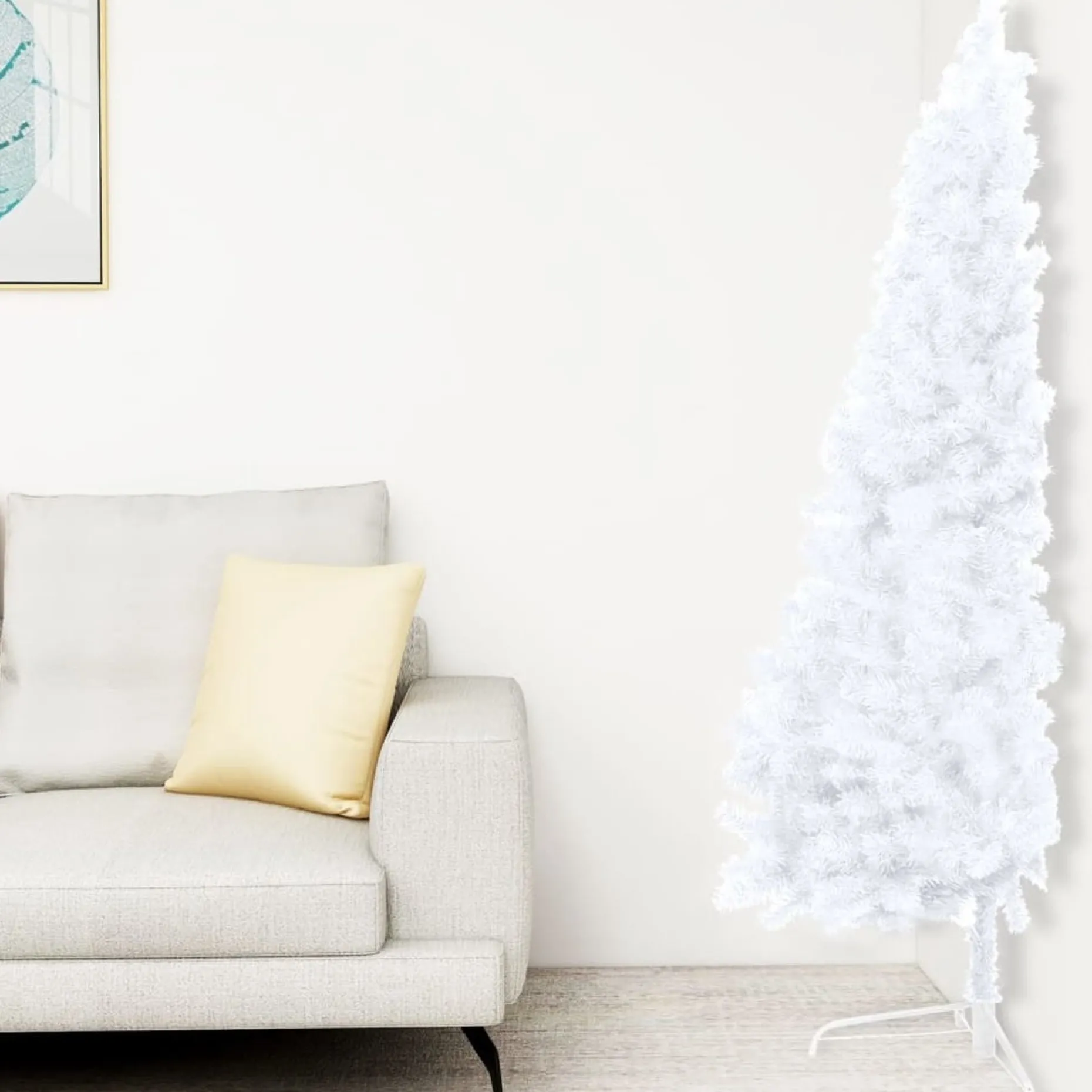 VidaLife Kunstkerstbomen^ Kunstkerstboom Met Led's En Standaard Half 150 Cm Pvc Wit