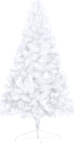 VidaLife Kunstkerstbomen^ Kunstkerstboom Met Led's En Standaard Half 150 Cm Pvc Wit