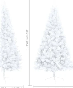 VidaLife Kunstkerstbomen^ Kunstkerstboom Met Led's En Standaard Half 150 Cm Pvc Wit