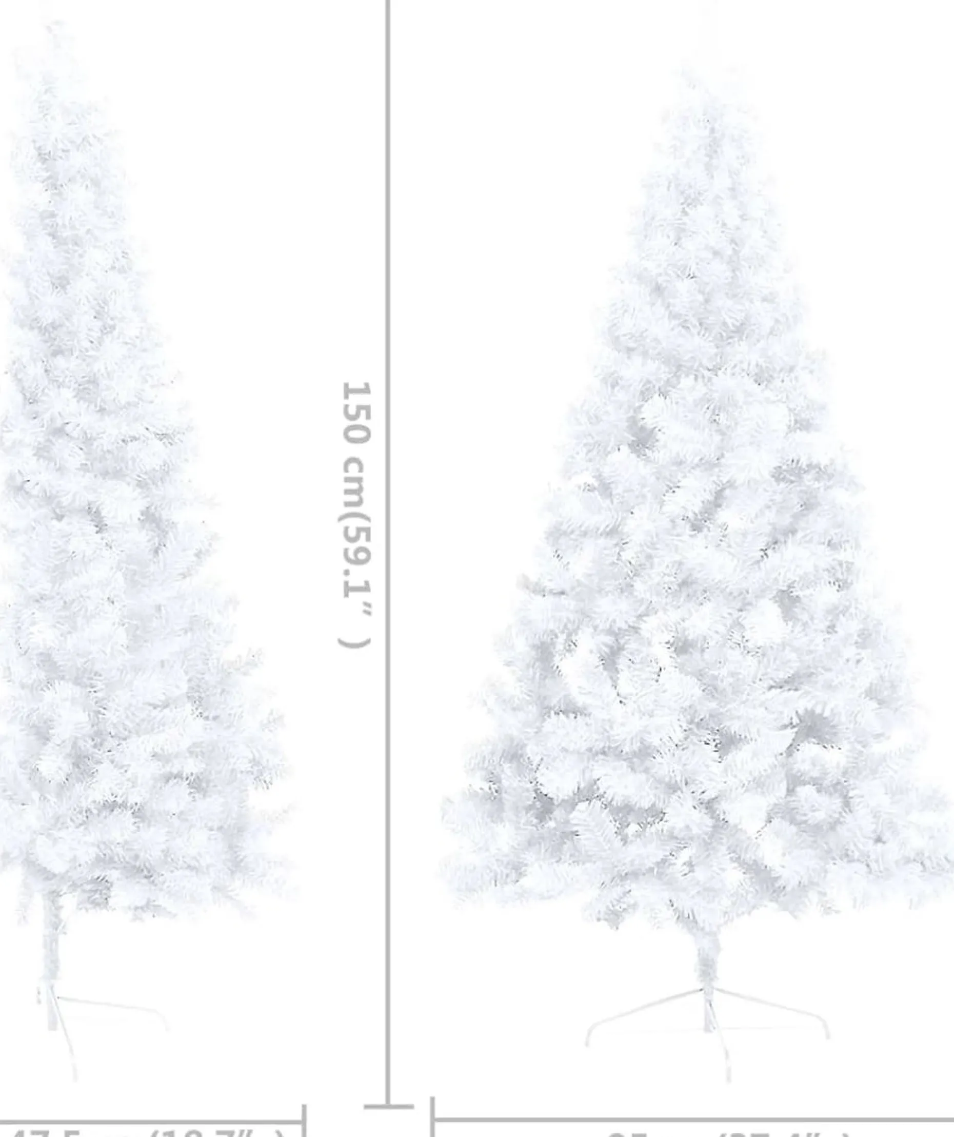 VidaLife Kunstkerstbomen^ Kunstkerstboom Met Led's En Standaard Half 150 Cm Pvc Wit