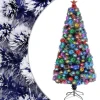 VidaLife Kunstkerstbomen^ Kunstkerstboom Met Led 150 Cm Glasvezel Wit En Blauw