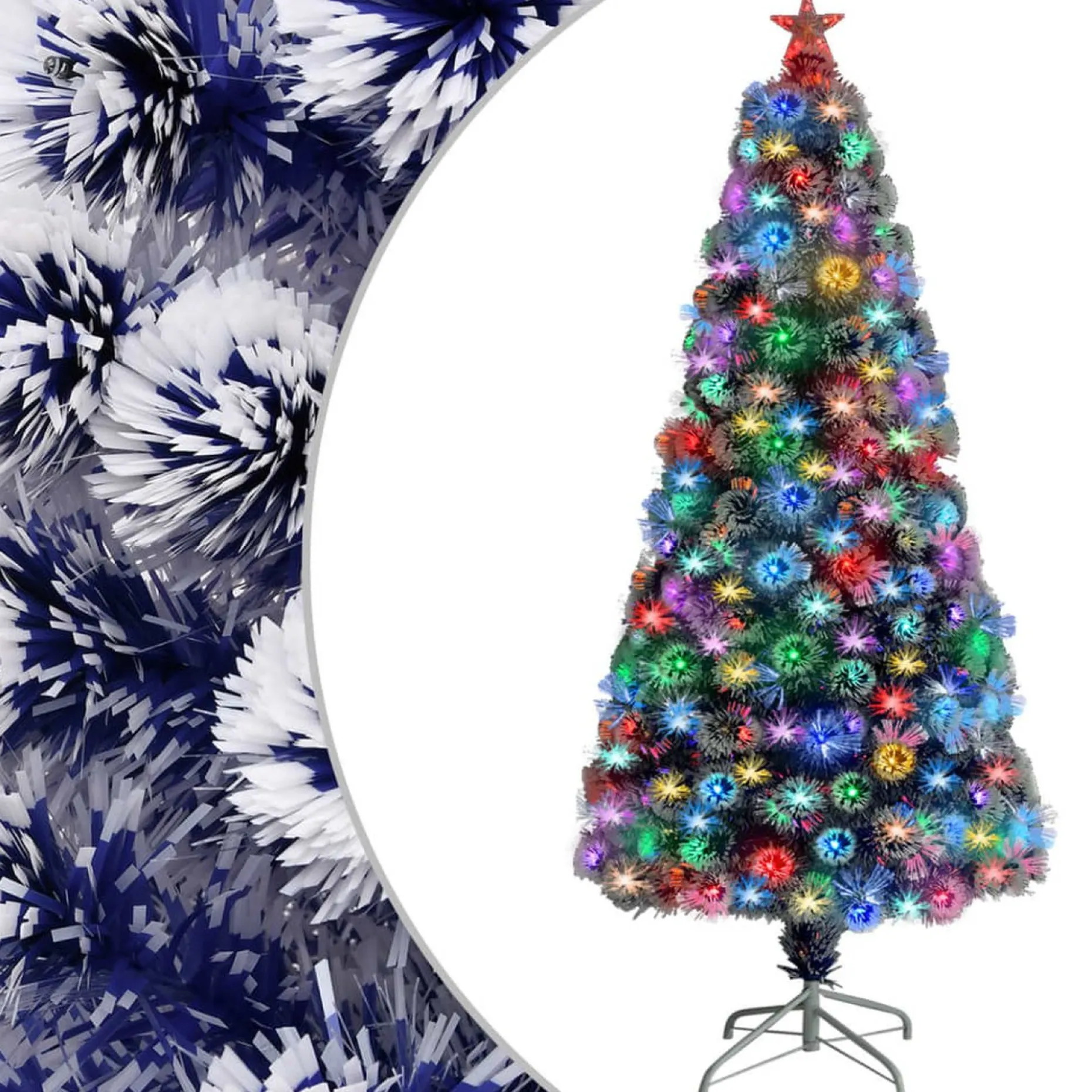 VidaLife Kunstkerstbomen^ Kunstkerstboom Met Led 150 Cm Glasvezel Wit En Blauw