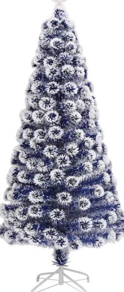 VidaLife Kunstkerstbomen^ Kunstkerstboom Met Led 150 Cm Glasvezel Wit En Blauw