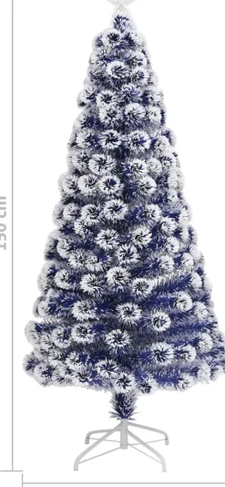 VidaLife Kunstkerstbomen^ Kunstkerstboom Met Led 150 Cm Glasvezel Wit En Blauw