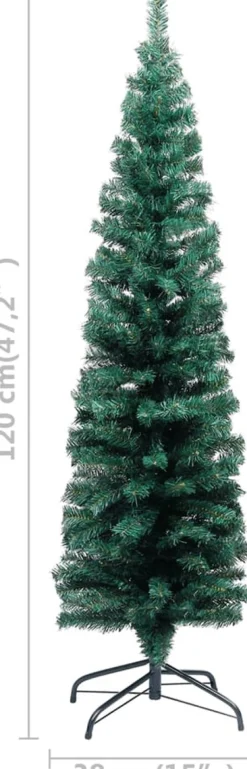 VidaLife Kunstkerstbomen^ Kunstkerstboom Met Led's En Standaard Smal 120 Cm Pvc Groen