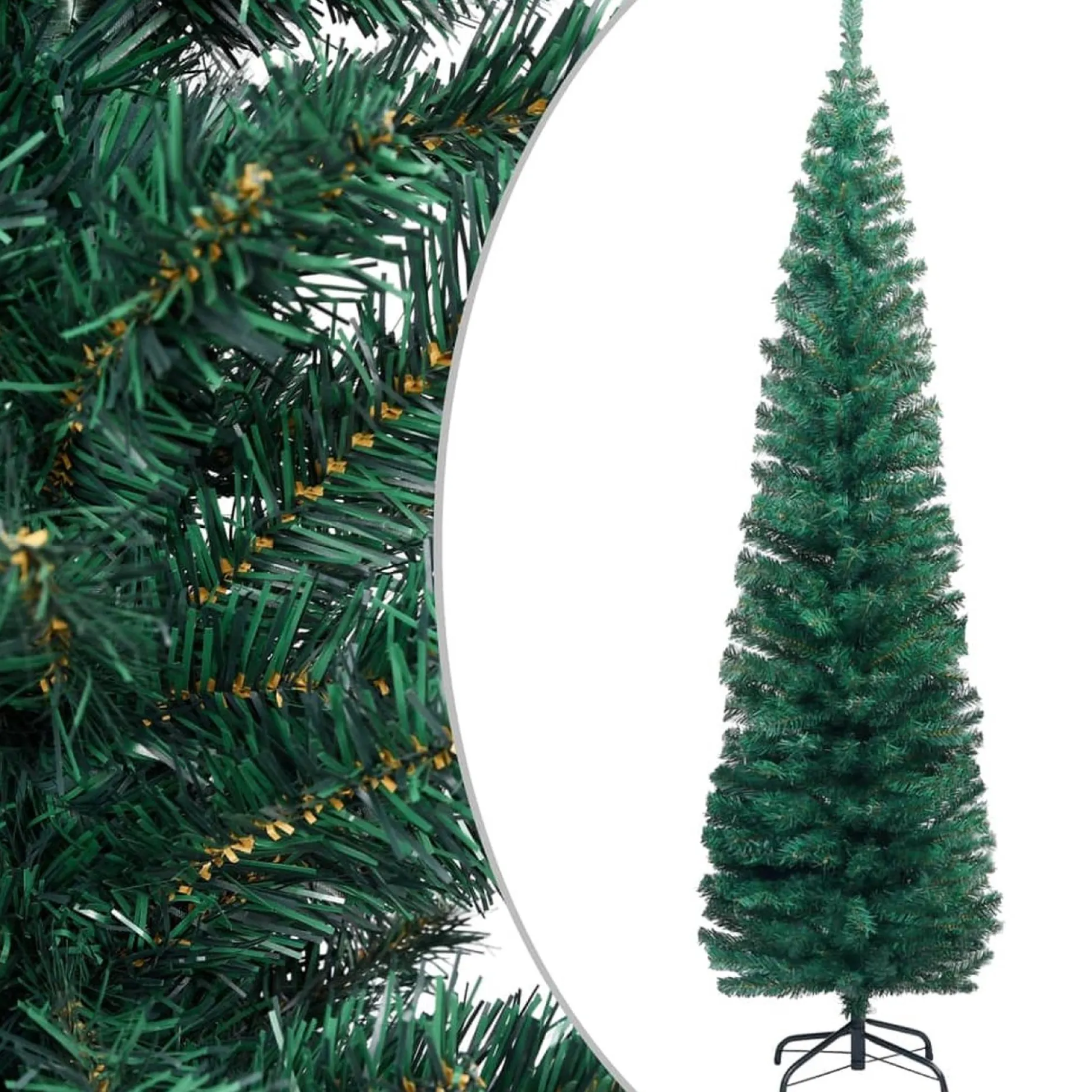 VidaLife Kunstkerstbomen^ Kunstkerstboom Met Led's En Standaard Smal 210 Cm Pvc Groen