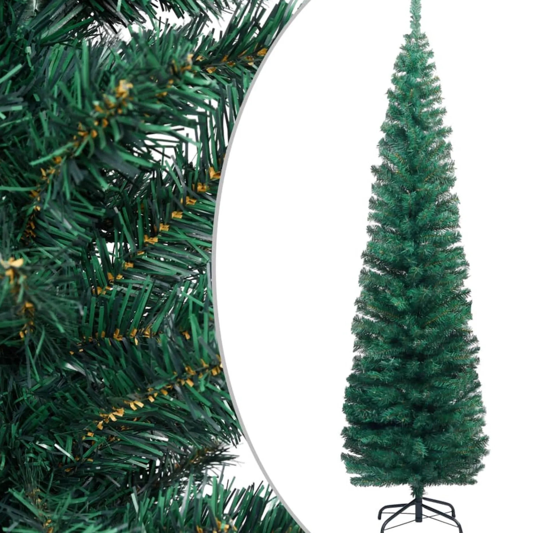 VidaLife Kunstkerstbomen^ Kunstkerstboom Met Standaard Smal 210 Cm Pvc Groen