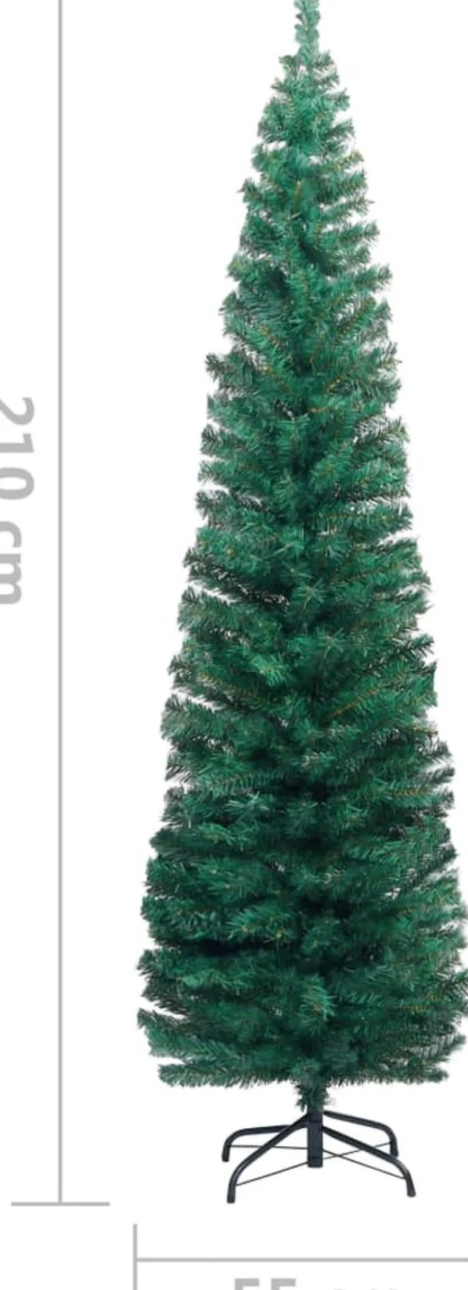 VidaLife Kunstkerstbomen^ Kunstkerstboom Met Standaard Smal 210 Cm Pvc Groen