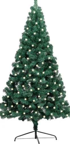 VidaLife Kunstkerstbomen^ Kunstkerstboom Met Led's En Standaard Half 240 Cm Pvc Groen