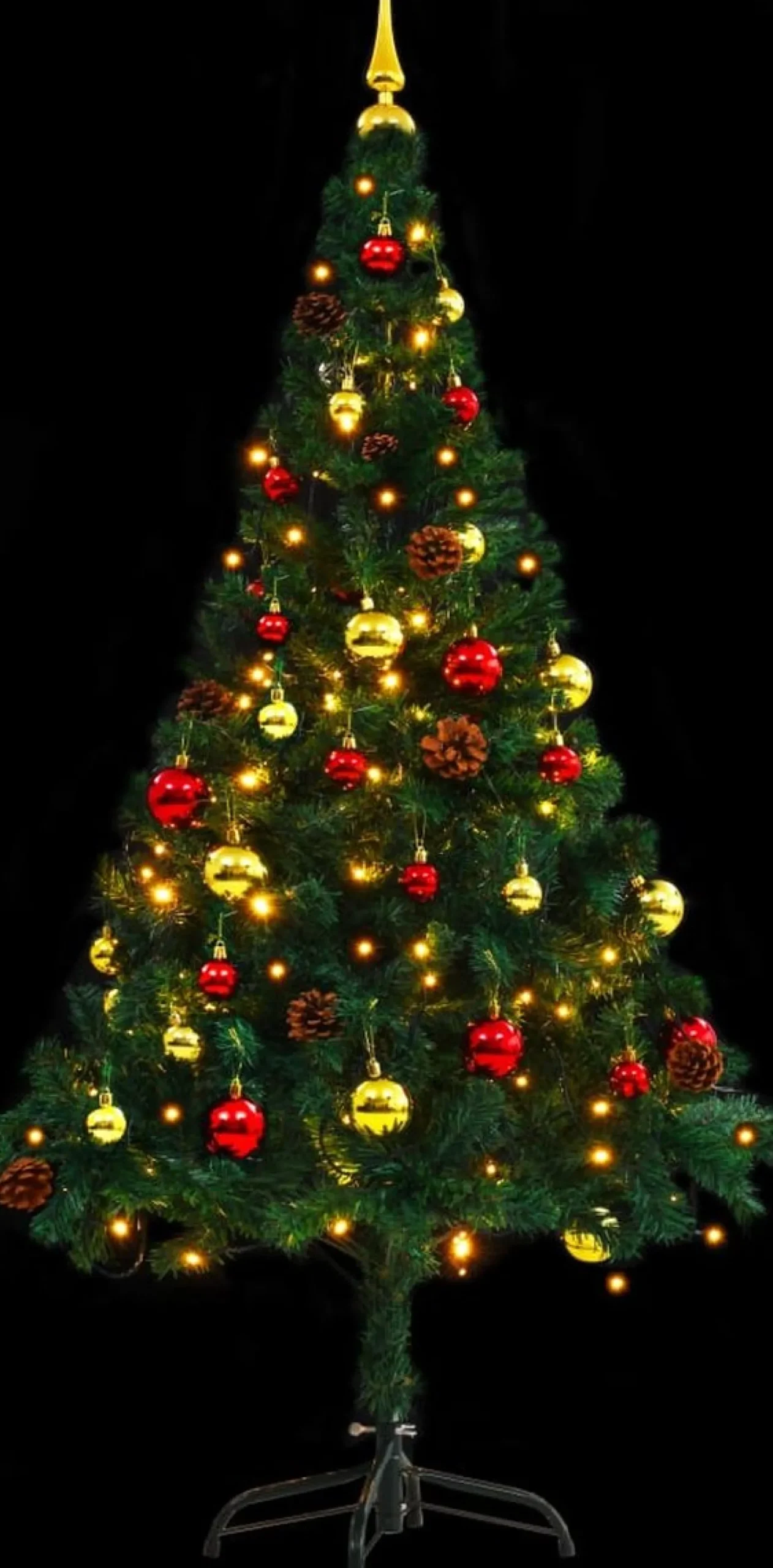 VidaLife Kunstkerstbomen^ Kunstkerstboom Met Kerstballen En Led's 150 Cm Groen