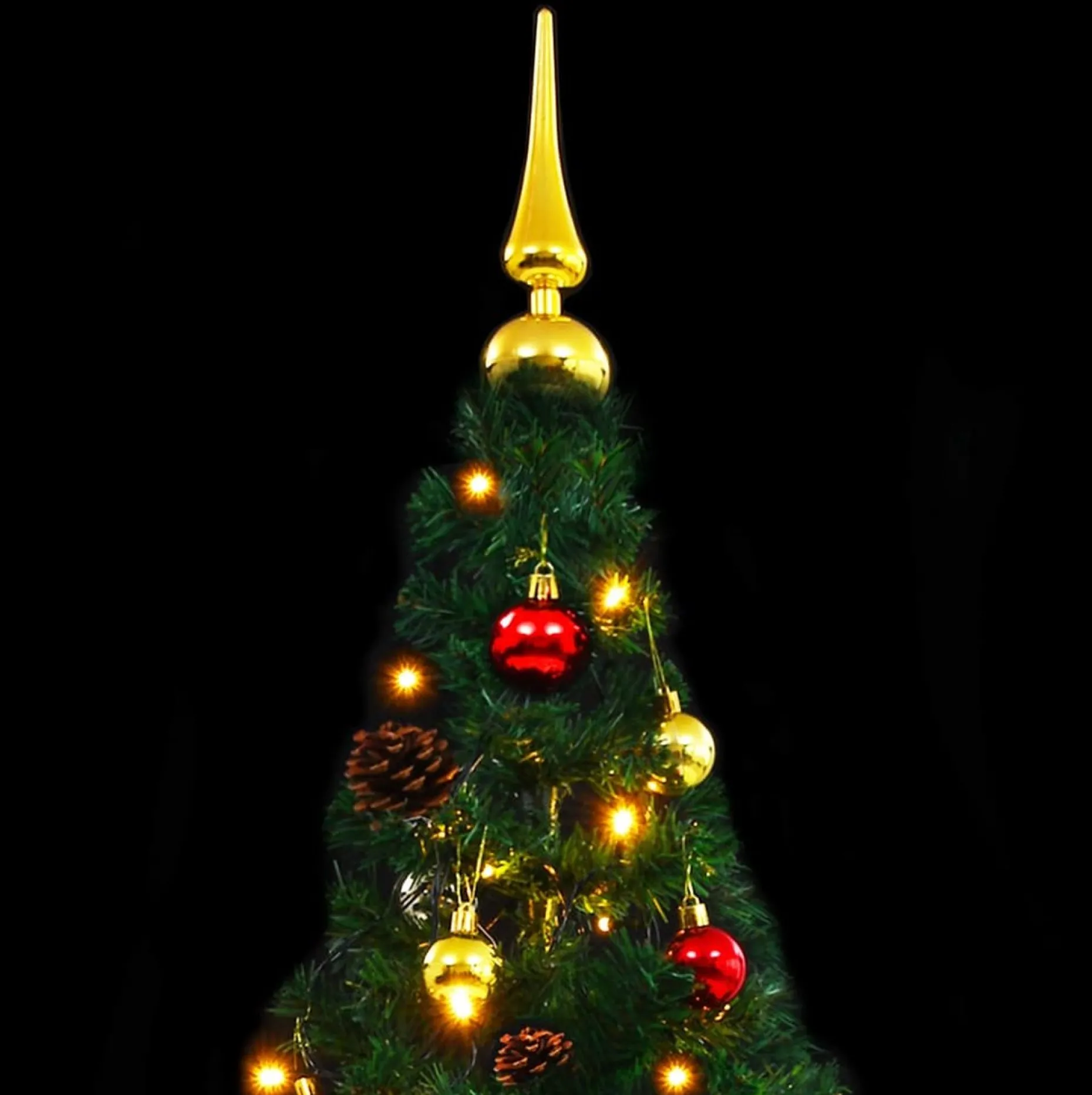 VidaLife Kunstkerstbomen^ Kunstkerstboom Met Kerstballen En Led's 150 Cm Groen