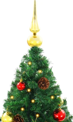 VidaLife Kunstkerstbomen^ Kunstkerstboom Met Kerstballen En Led's 150 Cm Groen