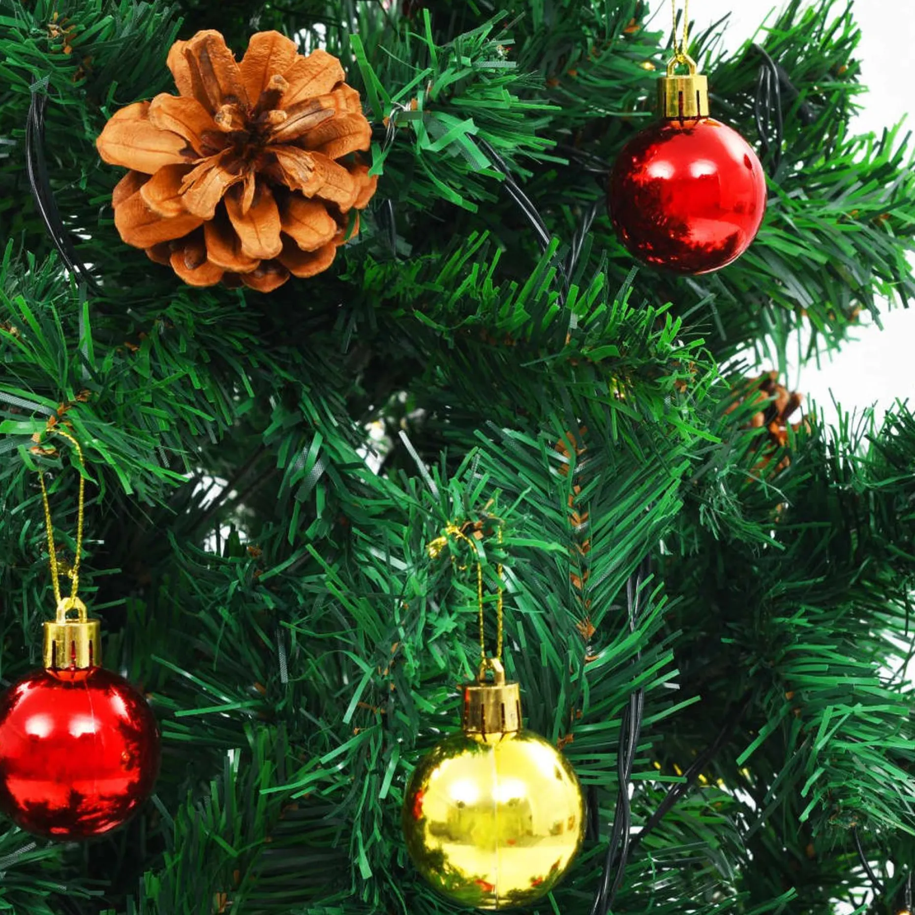 VidaLife Kunstkerstbomen^ Kunstkerstboom Met Kerstballen En Led's 150 Cm Groen