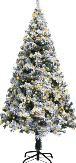 VidaLife Kunstkerstbomen^ Kunstkerstboom Met Led's En Sneeuwvlokken 120 Cm Groen