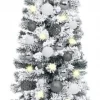 VidaLife Kunstkerstbomen^ Kunstkerstboom Met Led's En Kerstballen Smal 240 Cm Groen