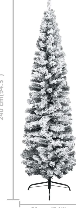 VidaLife Kunstkerstbomen^ Kunstkerstboom Met Led's En Kerstballen Smal 240 Cm Groen