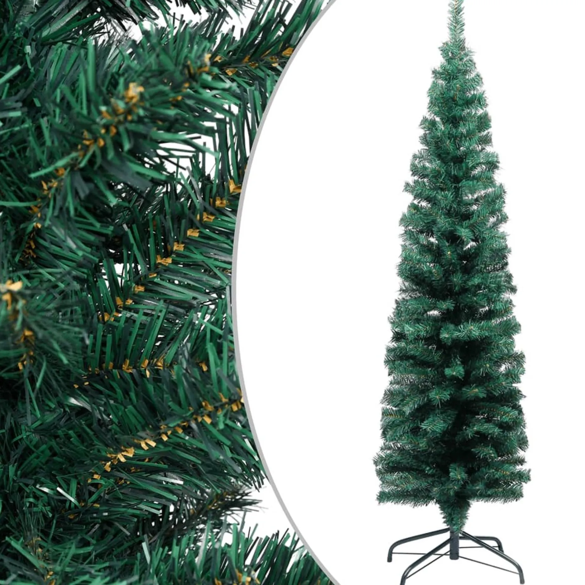 VidaLife Kunstkerstbomen^ Kunstkerstboom Met Standaard Smal 120 Cm Pvc Groen