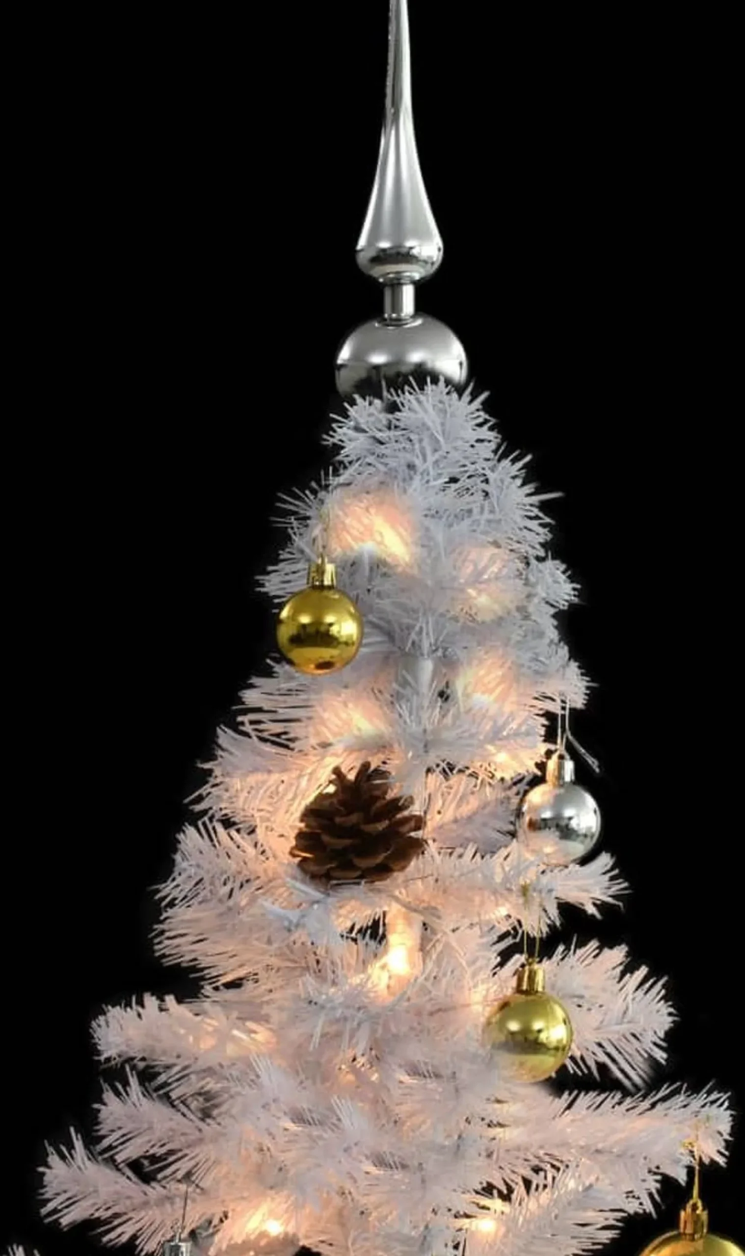 VidaLife Kunstkerstbomen^ Kunstkerstboom Met Kerstballen En Led's 150 Cm Wit