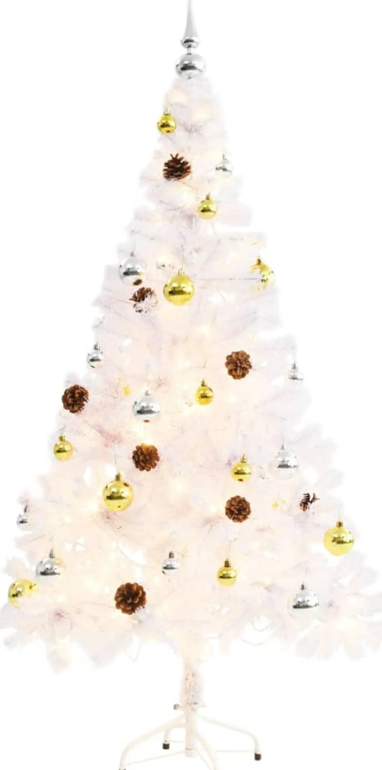VidaLife Kunstkerstbomen^ Kunstkerstboom Met Kerstballen En Led's 150 Cm Wit