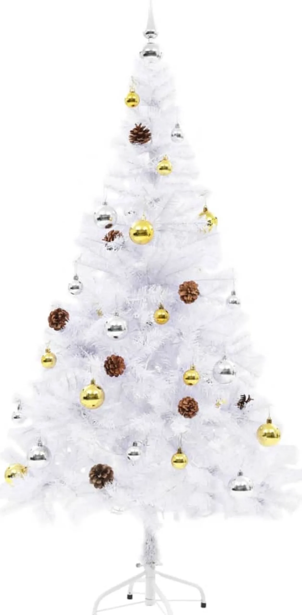 VidaLife Kunstkerstbomen^ Kunstkerstboom Met Kerstballen En Led's 150 Cm Wit