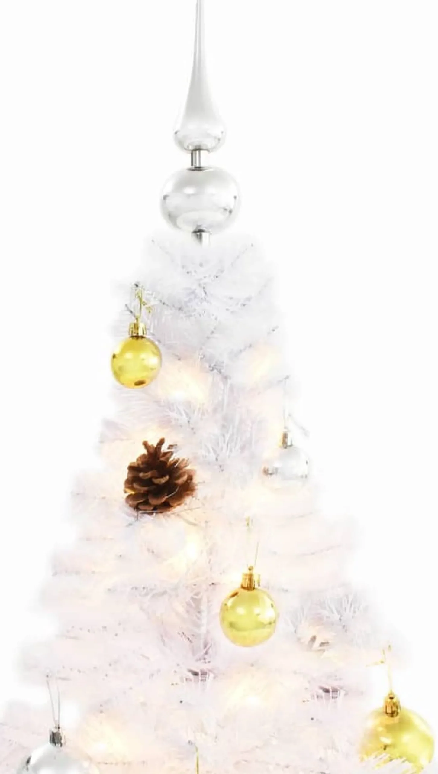 VidaLife Kunstkerstbomen^ Kunstkerstboom Met Kerstballen En Led's 150 Cm Wit