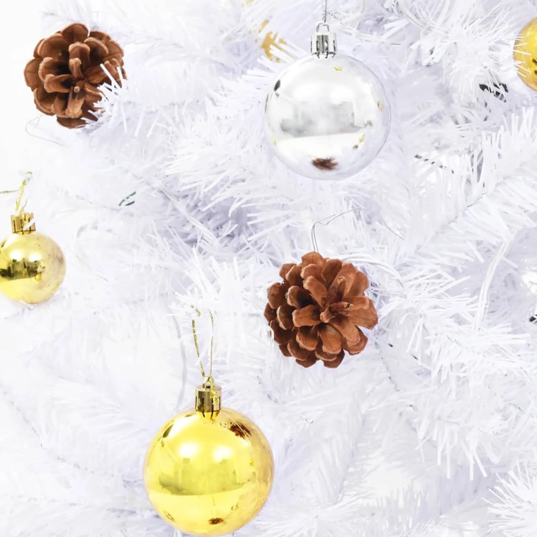 VidaLife Kunstkerstbomen^ Kunstkerstboom Met Kerstballen En Led's 150 Cm Wit