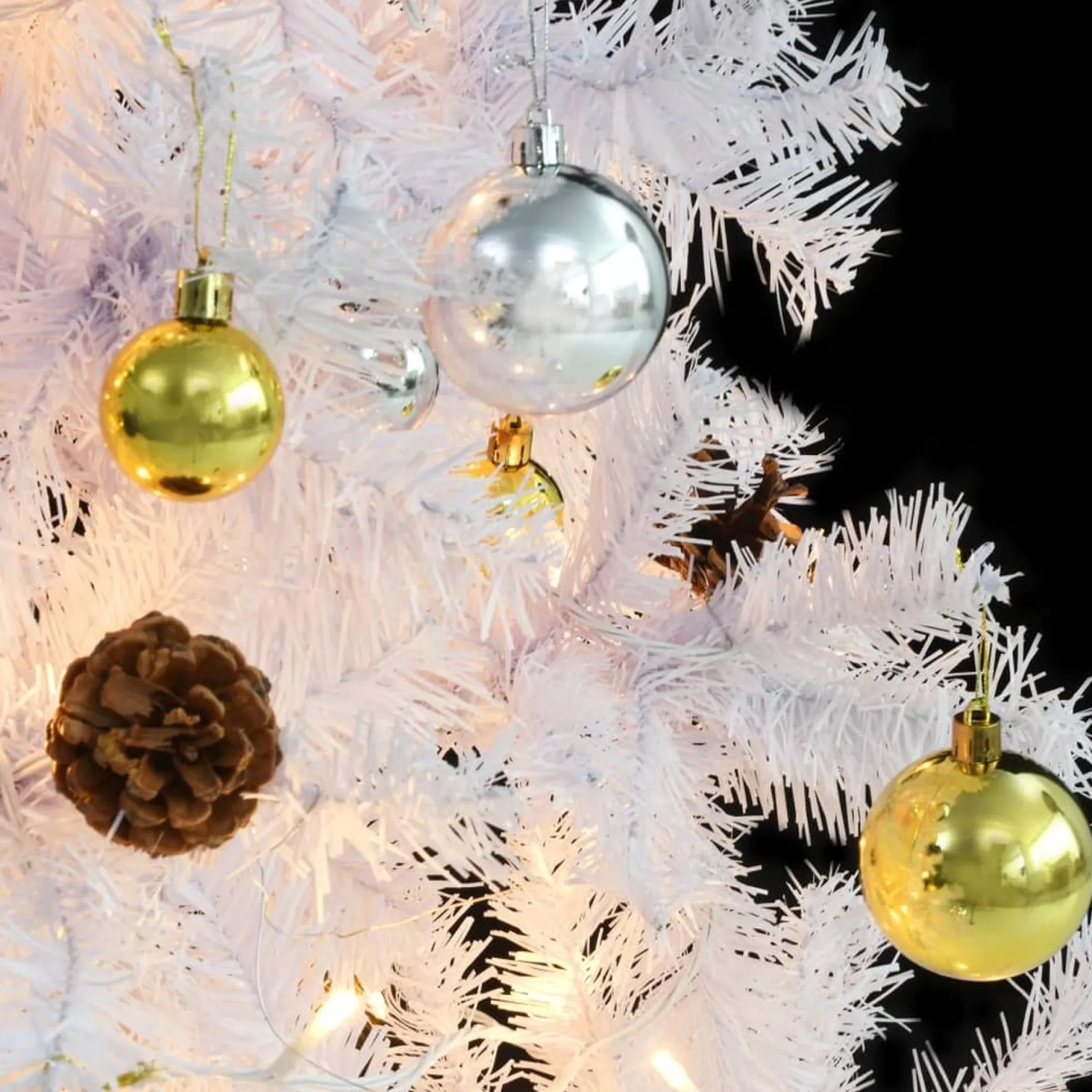 VidaLife Kunstkerstbomen^ Kunstkerstboom Met Kerstballen En Led's 150 Cm Wit
