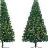 VidaLife Kunstkerstbomen^ Kunstkerstboom Met Led's En Standaard Half 210 Cm Pvc Groen