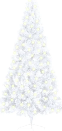 VidaLife Kunstkerstbomen^ Kunstkerstboom Met Led's En Standaard Half 180 Cm Pvc Wit
