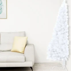 VidaLife Kunstkerstbomen^ Kunstkerstboom Met Led's En Standaard Half 180 Cm Pvc Wit