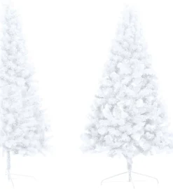 VidaLife Kunstkerstbomen^ Kunstkerstboom Met Led's En Standaard Half 180 Cm Pvc Wit
