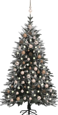 VidaLife Kunstkerstbomen^ Kunstkerstboom Met Led's, Kerstballen En Sneeuw 180 Cm Pvc Pe