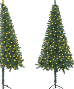 VidaLife Kunstkerstbomen^ Kunstkerstboom Met Led's Hoek 150 Cm Pvc Groen