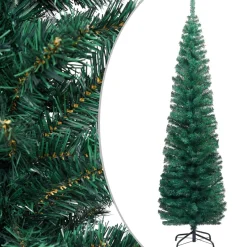 VidaLife Kunstkerstbomen^ Kunstkerstboom Met Led's En Standaard Smal 180 Cm Pvc Groen