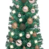 VidaLife Kunstkerstbomen^ Kunstkerstboom Met Led's En Kerstballen Smal 180 Cm Groen