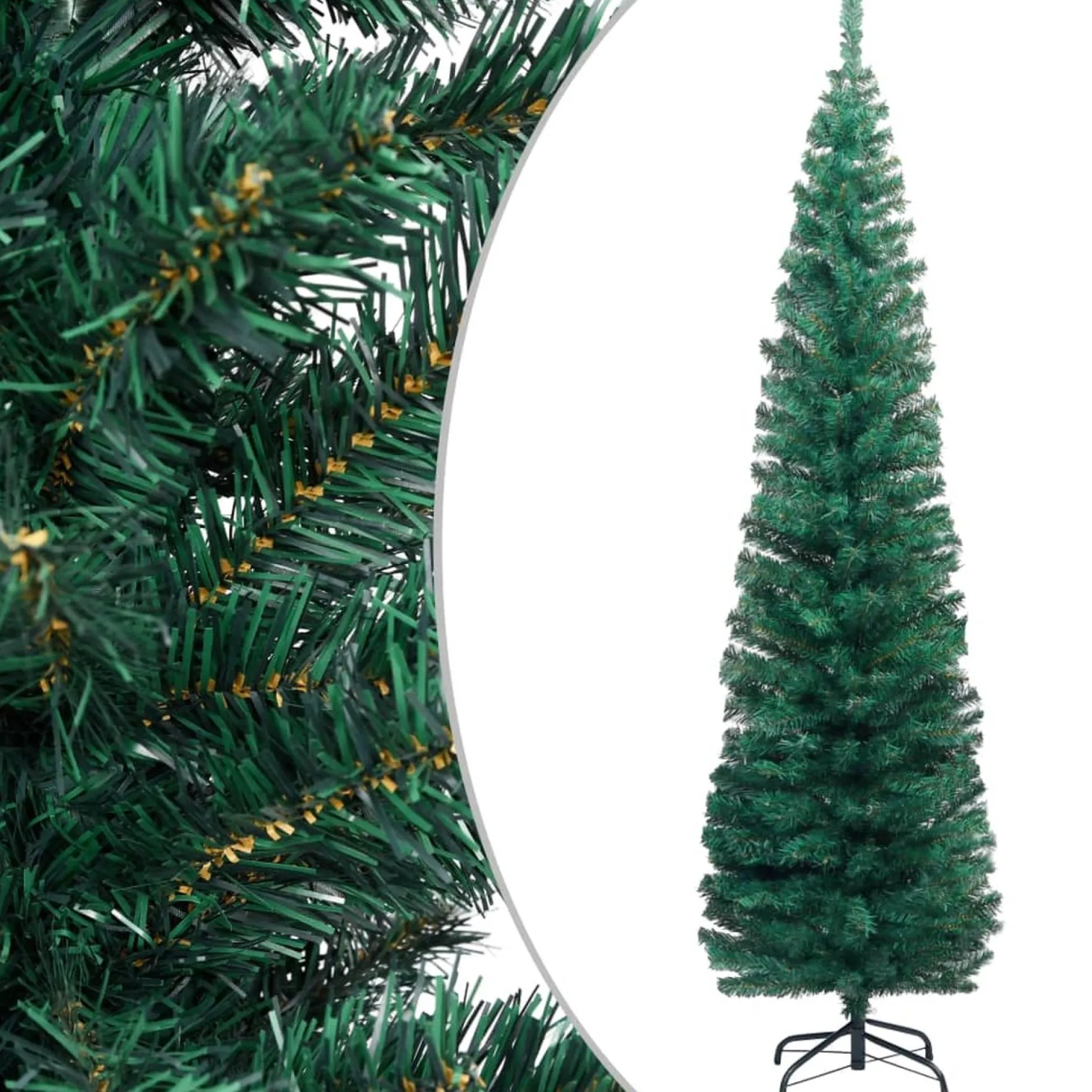 VidaLife Kunstkerstbomen^ Kunstkerstboom Met Led's En Kerstballen Smal 180 Cm Groen