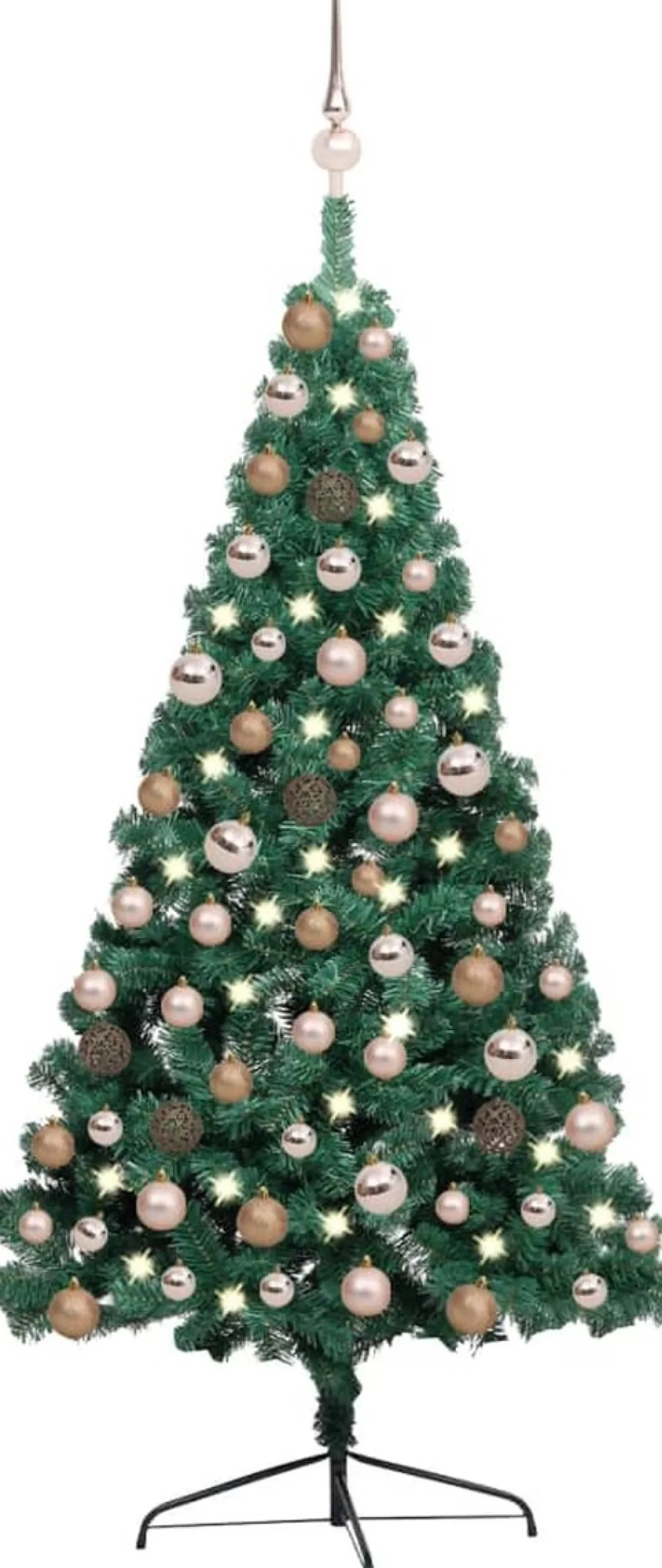 VidaLife Kunstkerstbomen^ Kunstkerstboom Met Led's En Kerstballen Half 120 Cm Groen