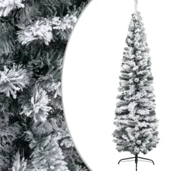 VidaLife Kunstkerstbomen^ Kunstkerstboom Met Sneeuw Smal 210 Cm Pvc Groen