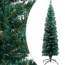 VidaLife Kunstkerstbomen^ Kunstkerstboom Met Led's En Kerstballen Smal 120 Cm Groen