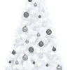 VidaLife Kunstkerstbomen^ Kunstkerstboom Met Led's En Kerstballen Half 150 Cm Wit