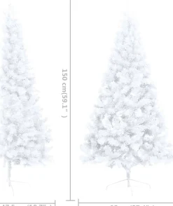 VidaLife Kunstkerstbomen^ Kunstkerstboom Met Led's En Kerstballen Half 150 Cm Wit