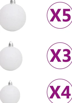 VidaLife Kunstkerstbomen^ Kunstkerstboom Met Led's En Kerstballen Half 150 Cm Wit