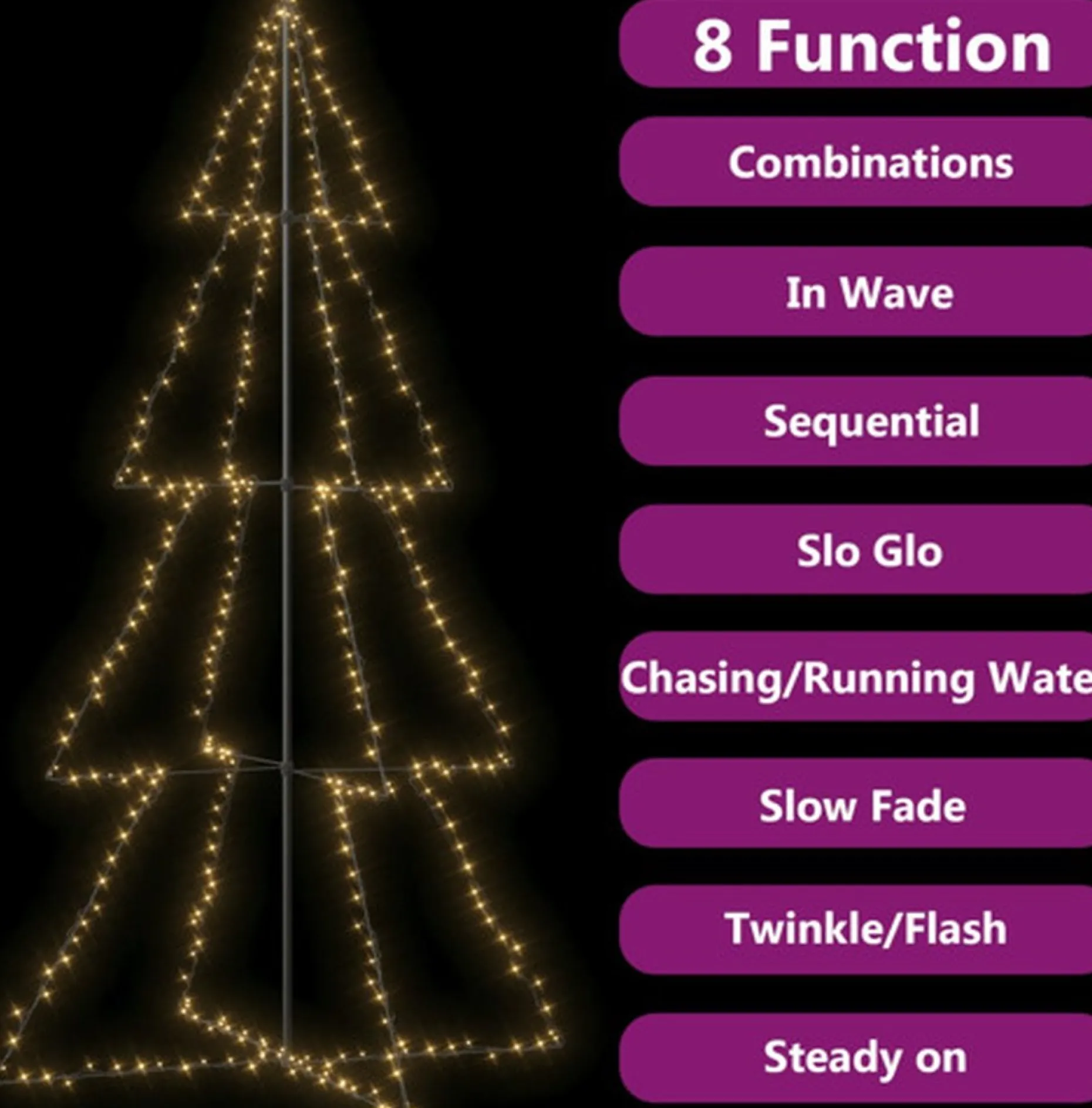 vidaXL Decoratieve Kerstbomen^ Kegelkerstboom 360 Led's Binnen En Buiten 143X250 Cm