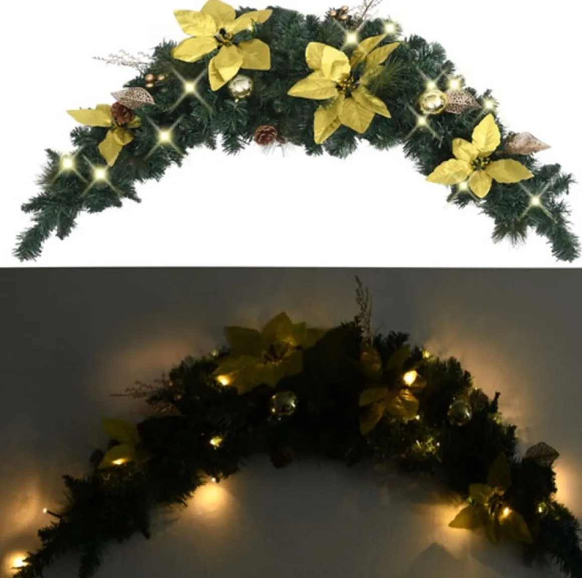 vidaXL Kerstboog Met Led-Lampjes 90 Cm Pvc Groen Clearance