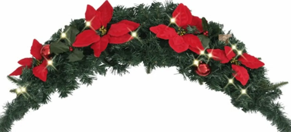vidaXL Kerstboog Met Led-Lampjes 90 Cm Pvc Groen Cheap