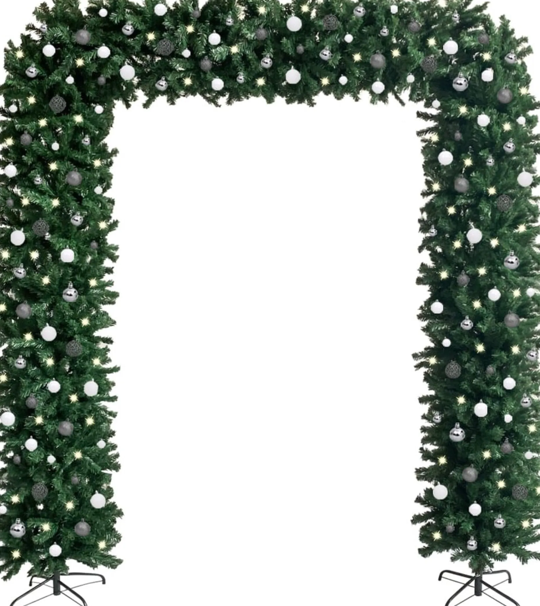 vidaXL Decoratieve Kerstbomen^ Kerstboog Met Led's En Kerstballen 240 Cm Groen