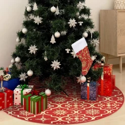 vidaXL Kerstboomstandaarden^ Kerstboomrok Luxe Met Sok 122 Cm Stof Rood