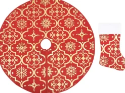 vidaXL Kerstboomstandaarden^ Kerstboomrok Luxe Met Sok 122 Cm Stof Rood