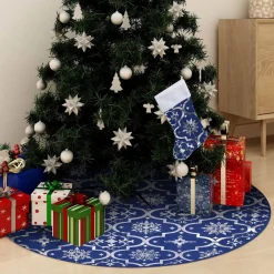 vidaXL Kerstboomstandaarden^ Kerstboomrok Luxe Met Sok 122 Cm Stof Blauw